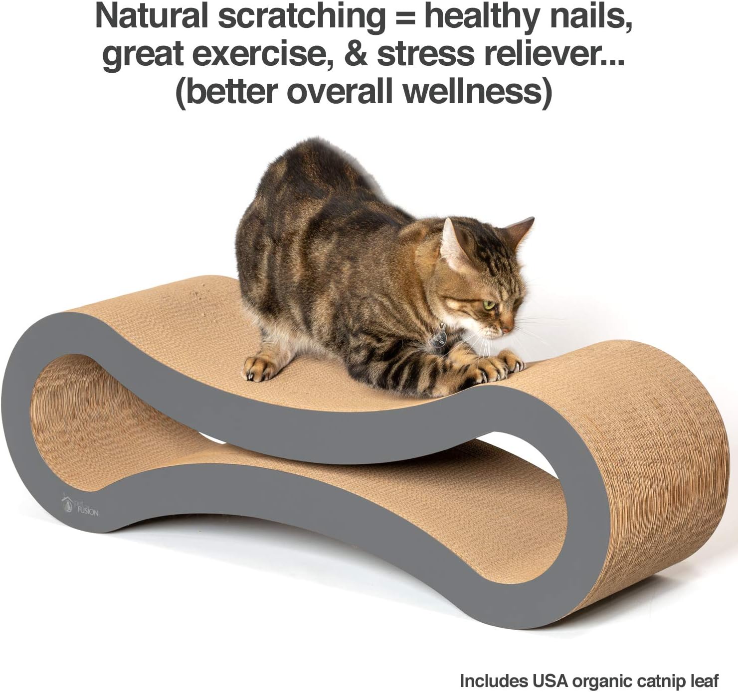 PetFusion Ultimate Cat Scratcher Pad Lounge & Bed For Cats, Reversible Infinity, Durable & Long Lasting, Gray - Image 5