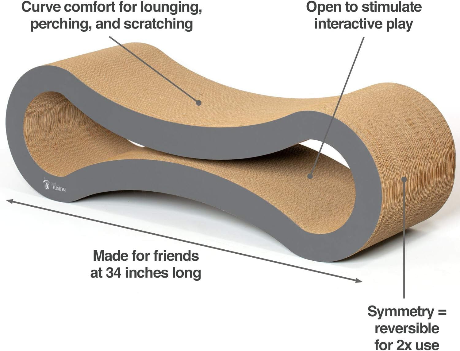 PetFusion Ultimate Cat Scratcher Pad Lounge & Bed For Cats, Reversible Infinity, Durable & Long Lasting, Gray - Image 6