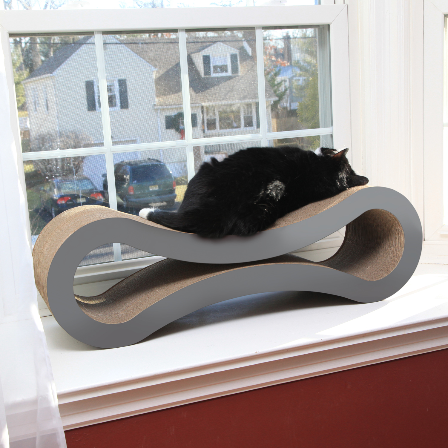 PetFusion Ultimate Cat Scratcher Pad Lounge & Bed For Cats, Reversible Infinity, Durable & Long Lasting, Gray - Image 9