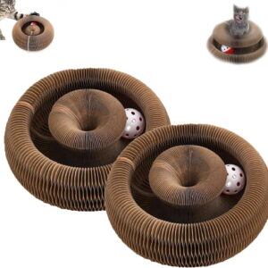 Twisty Paws Cat Toy, Magic Organ Cat Scratching Board, The Interactive Mental Physical Exercise for Cats, Foldable Cats Scratch Board Toy with Bell, Cat Scratchers for Indoor (2pcs)