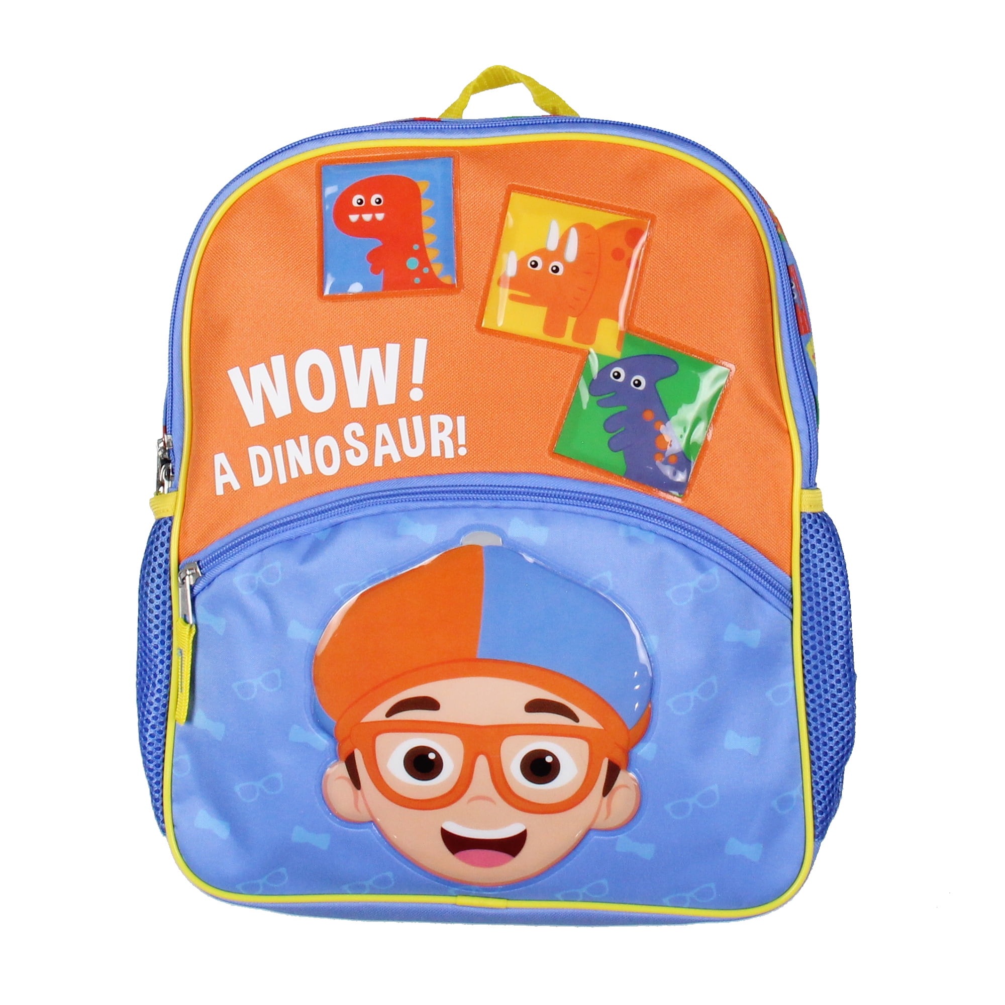 Blippi Wow! A Dinosaur 14" Kids School Travel Backpack Bag w/ Raised Character Designs