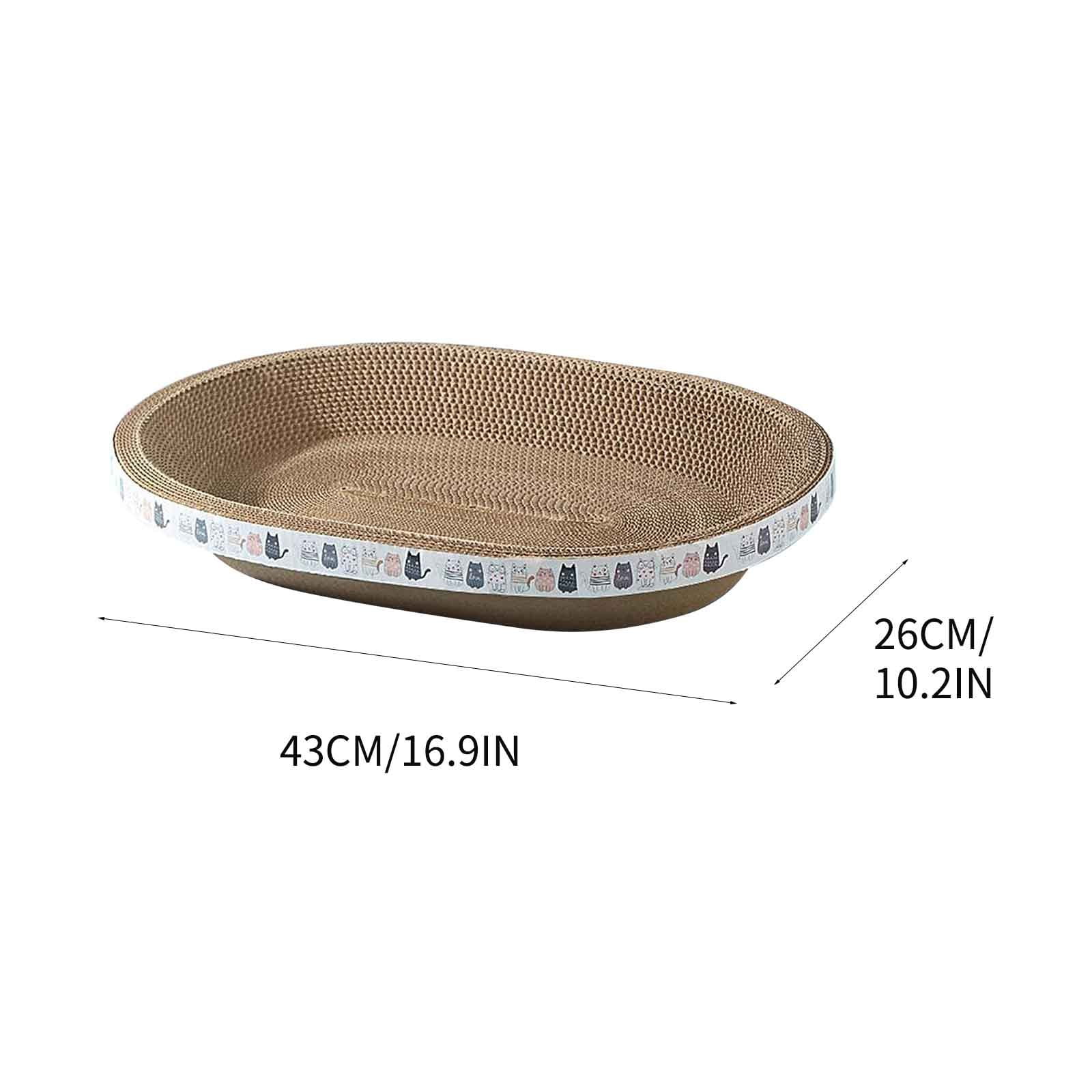 Bilqis Cat Scratcher 2 in 1 Oval Corrugated Paper Cat Scratching Board Lounge 16.9*10.2 in Cat Scratching Bed for Pets Under 6.6 Pounds - Image 2