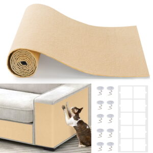 78.7"x15.8" Cat Scratch Mat,Trimmable DIY Cat Scratcher Pads for Couch, Wall, Doors & Furniture Protection,Durable Adhesive Carpet Mat（Khaki）