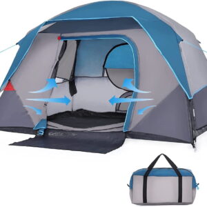 Camping Tent 6 Person 4 Person, Family Dome Tents, Easy Set Up Large Tent for Camp with Top Rainfly, Outdoor Tent with 3 Large Mesh Windows for Hiking Camp Outdoor