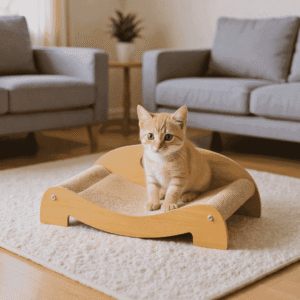 DOULAIMENG Cat Scratcher Bed - for All Ages Cats: Upgraded Wide Thickened, Sisal Mat, Teaser Ball, Approx 23.6"