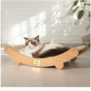 Cat Scratcher Bed for Indoor Cats Hammock for Scratching Pad Cat Chair Nartural Sisal Cat Scratch Post for Large Cat Scratcher Lounge, Wooden Cat Furniture(Medium)