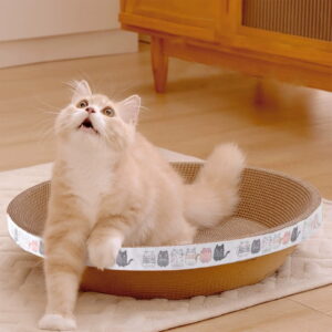 Cat Scratcher Bowl Bed,Large Cat Scratcher Cardboard,2 in 1 Oval Pet Scratch Pad,Cat Scratcher Toy for Grinding Claw,Scratch-Resistant Scratching Pad Lounge Bowl Nest Cat Scratch Pad for Indoor Cats