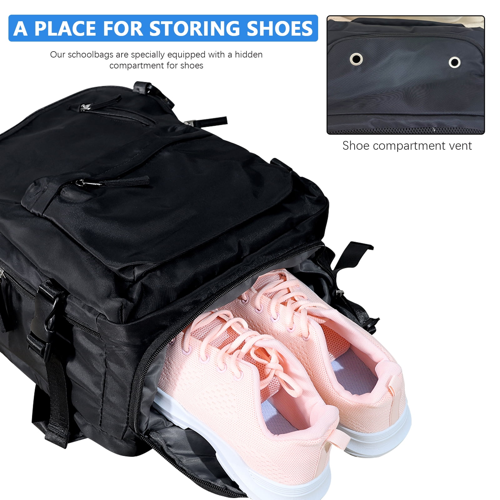 Livhil Travel Backpack for Adults, Carry On Flight Approved, Fits 16" Laptop, Black, Unisex - Image 2