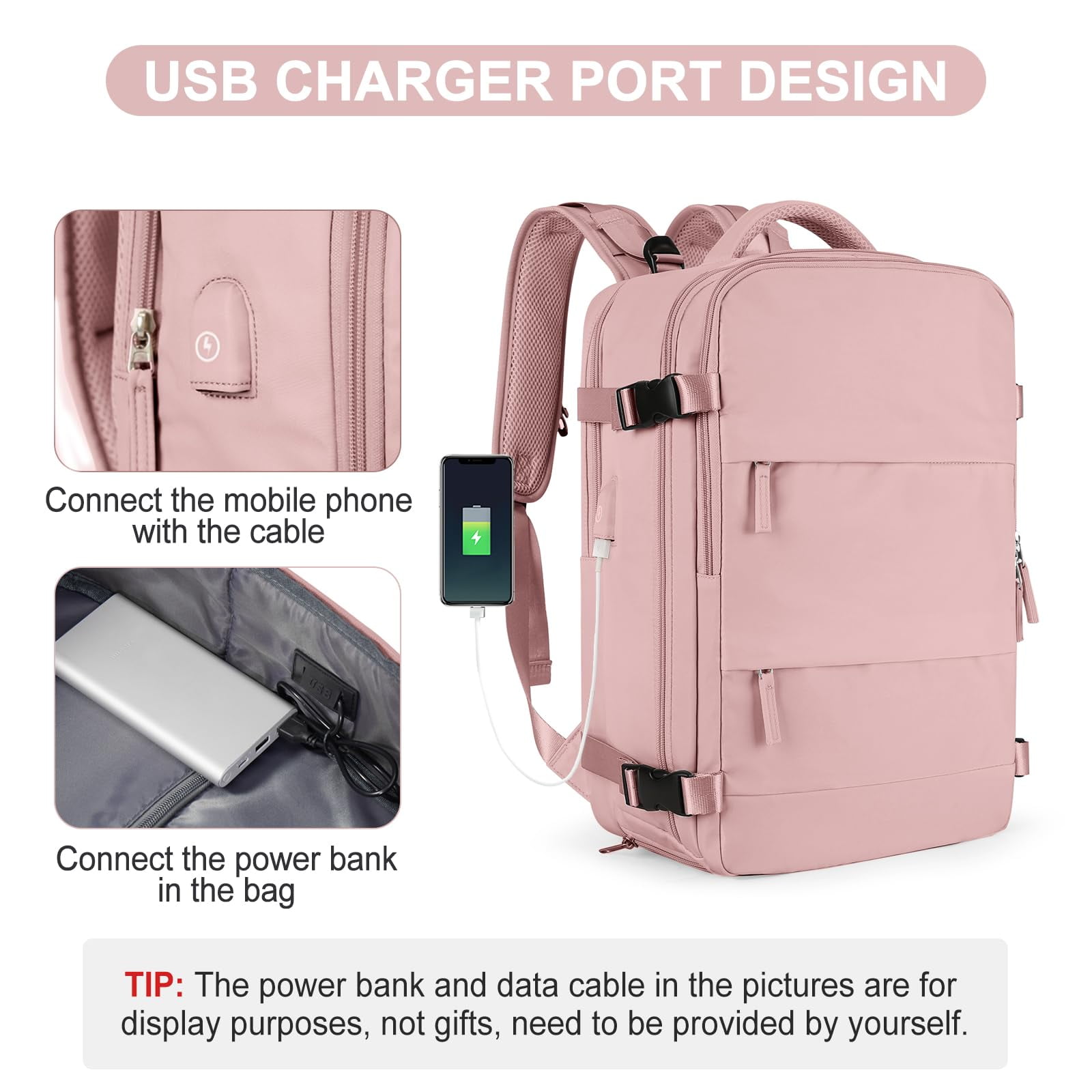 Livhil Travel Backpack for Adults, Carry On Flight Approved, Fits 16" Laptop, Black, Unisex - Image 10