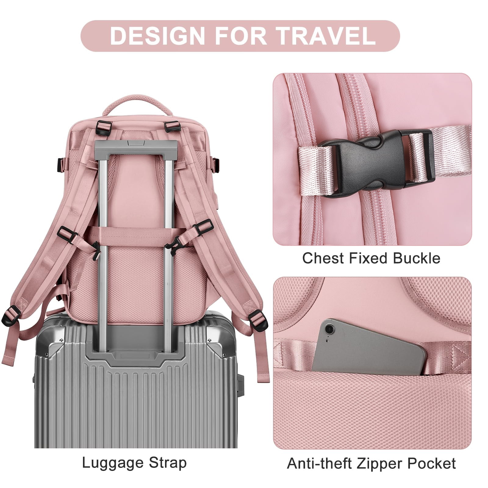 Livhil Travel Backpack for Adults, Carry On Flight Approved, Fits 16" Laptop, Black, Unisex - Image 13