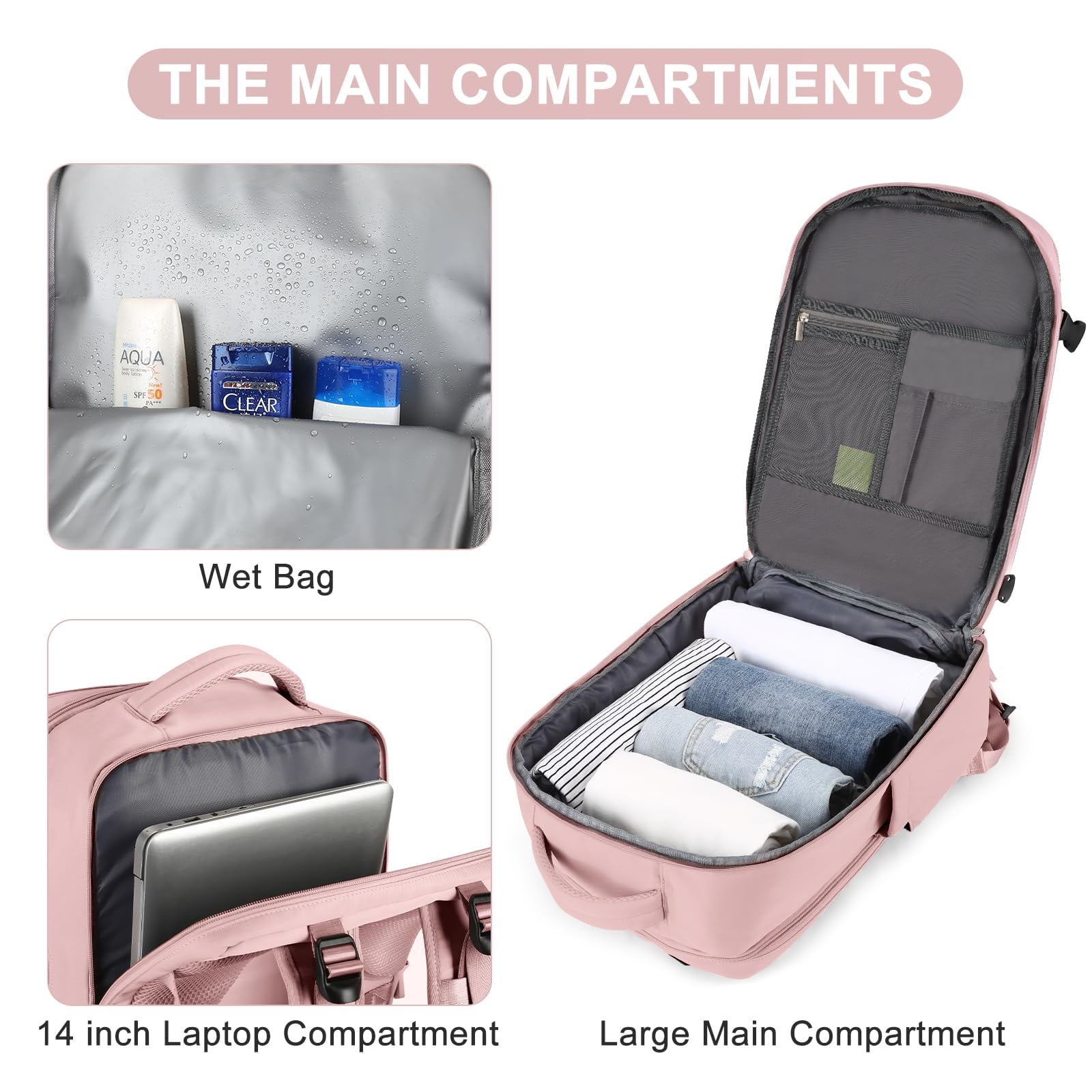 Livhil Travel Backpack for Adults, Carry On Flight Approved, Fits 16" Laptop, Black, Unisex - Image 14