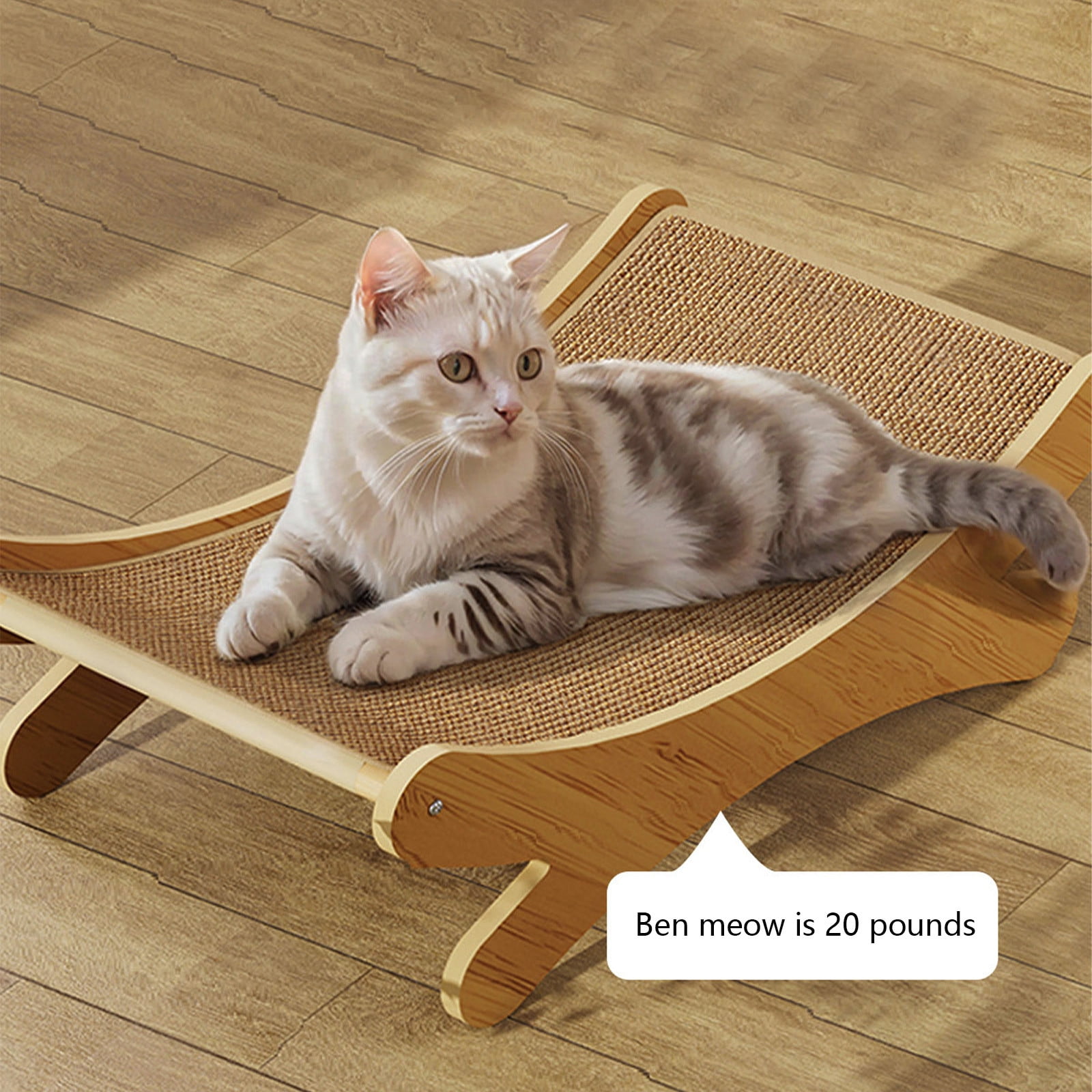 Aodebiao Sisal Cat Scratcher Bed for Indoor Cats Hammock for Scratching Pad Cat Chair Nartural Sisal Scratch Post for Large Cats Scratcher Lounge, Wooden Cat Furniture - Image 5