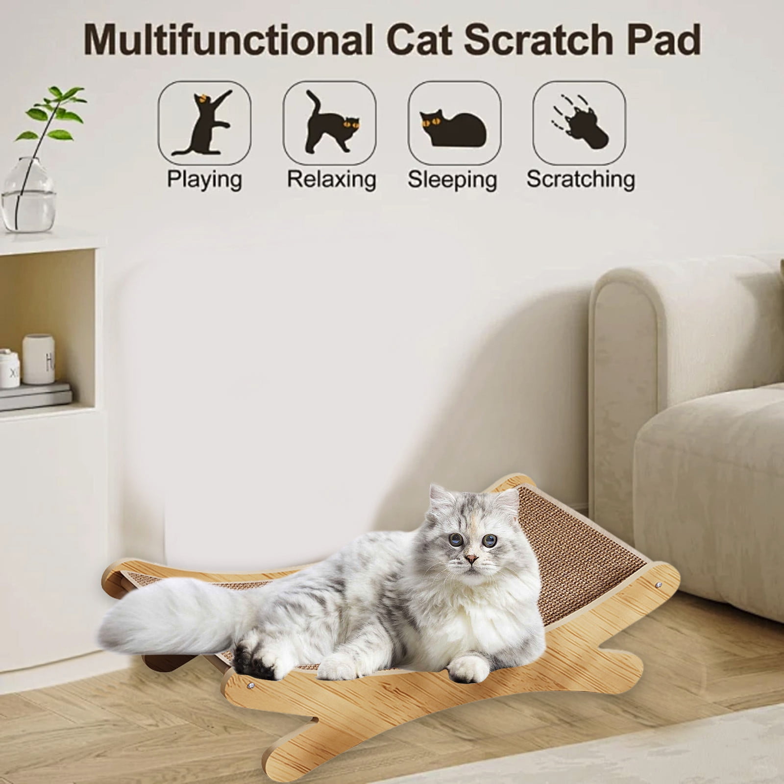 Aodebiao Sisal Cat Scratcher Bed for Indoor Cats Hammock for Scratching Pad Cat Chair Nartural Sisal Scratch Post for Large Cats Scratcher Lounge, Wooden Cat Furniture - Image 6