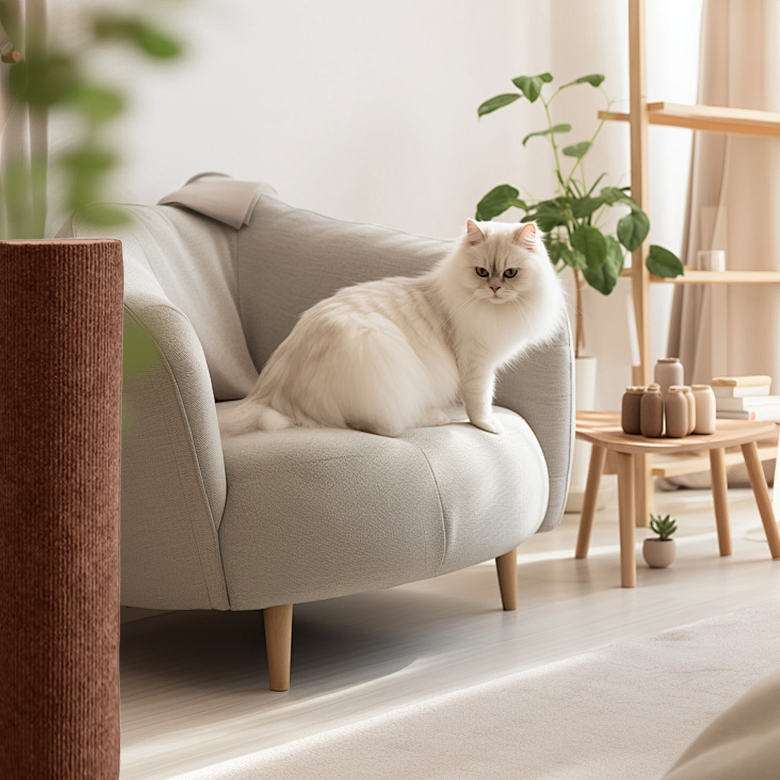 Barhoo Wall Mounted Cat Scratching Post - Adhesive Cat Scratching Stick and Climbing Frame, Pet Scratcher for Furniture Protection - Adjustable and Durable Cat Toy for Indoor Cats, Easy to Install - Image 3