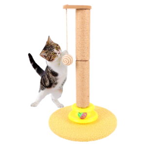 ZALALOVA Cat Scratching Posts for Indoor Cats, 19.3 Inch Kitten Scratcher Sisal Scratch Posts with Dangling Ball and Bell Ball