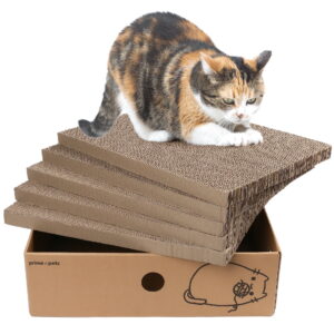Prime Pets 5 Pack XL Wide Cat Scratcher Cardboards with Box, Reversible Corrugate Cat Scratch Pad