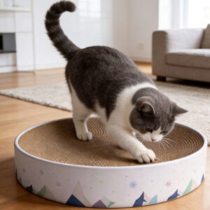 CISILOV Cat Scratcher Cardboard, 2 in 1 Round Cat Scratch Pad, Cat Scratcher Bowl for Indoor Cats/Kittens Grinding Claw, Durable Cat Scratch Board, Furniture Protecter