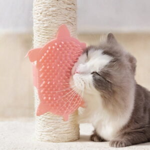 Cat Self Groomer, Turtle Shaped Cat Scratcher and Massager for Table Legs, Wall Mounted Cat Scratching Pad to Relieve Itching Pink