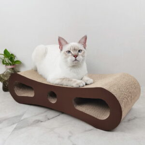 Cat Tunnel with Hole, Large Coffee Color Figure-8 Cat Scratcher Board for Grinding Claws Scratch Resistant & Durable