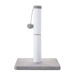 Vibrant Life Cotton Rope Cat Scratching Post with Dangling Ball, White and Gray, 17" x 12"